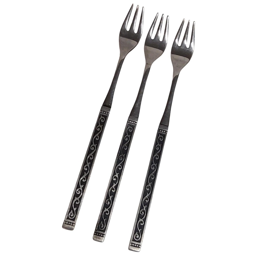 Oneida 1881 Set of 3 Roger's Stainless Spanish Court Cocktail Oyster Forks